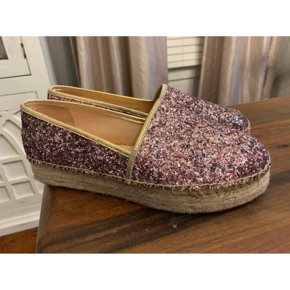 Kate Spade Linda Too platform espadrilles size women’s 7.5, pink sparkles - Picture 1 of 9